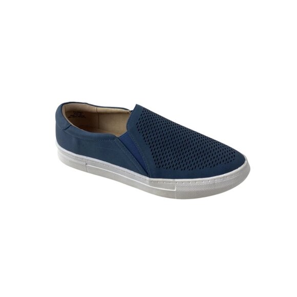 Journee Collection FAYBIA – Navy Faux Leather Slip-On Low Top Sneakers - Picture 1 of 7